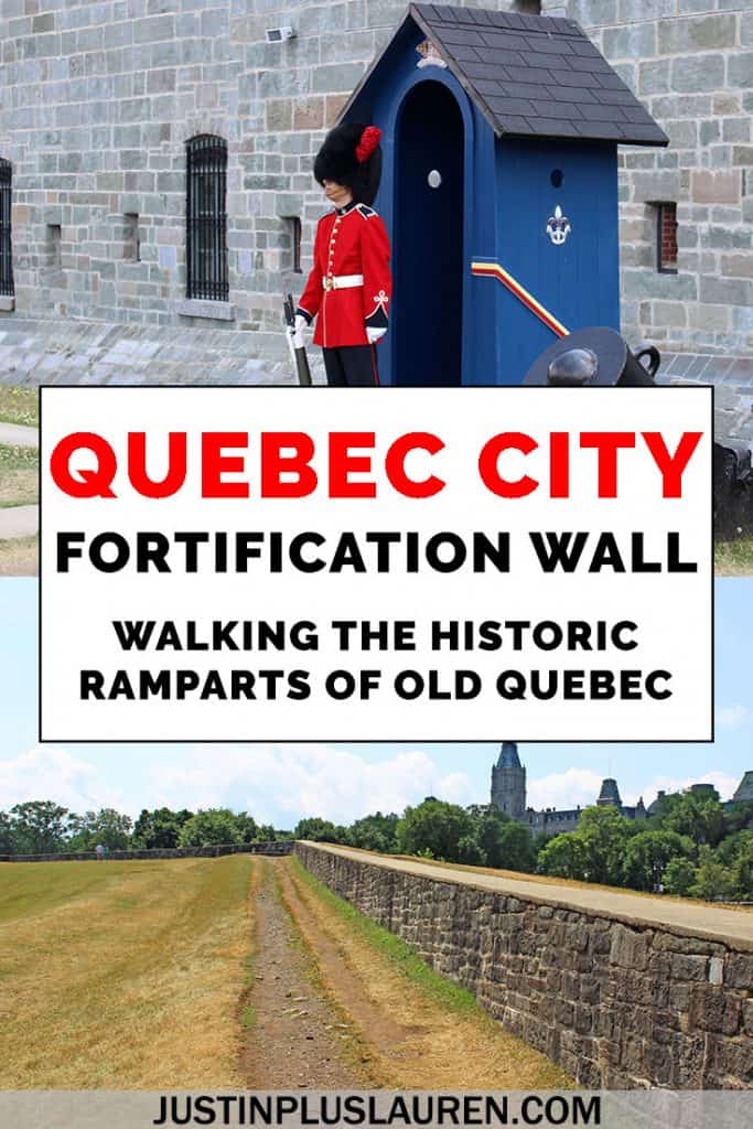 Walking the Quebec City fortification wall: It's a must do activity in Old Quebec! You can walk along the old ramparts of Quebec City to see some living history and beautiful views. Here's our guide to the Quebec City walls, Canada's Great Wall! #Canada #QuebecCity #Quebec #OldQuebec #Ramparts #Fortification