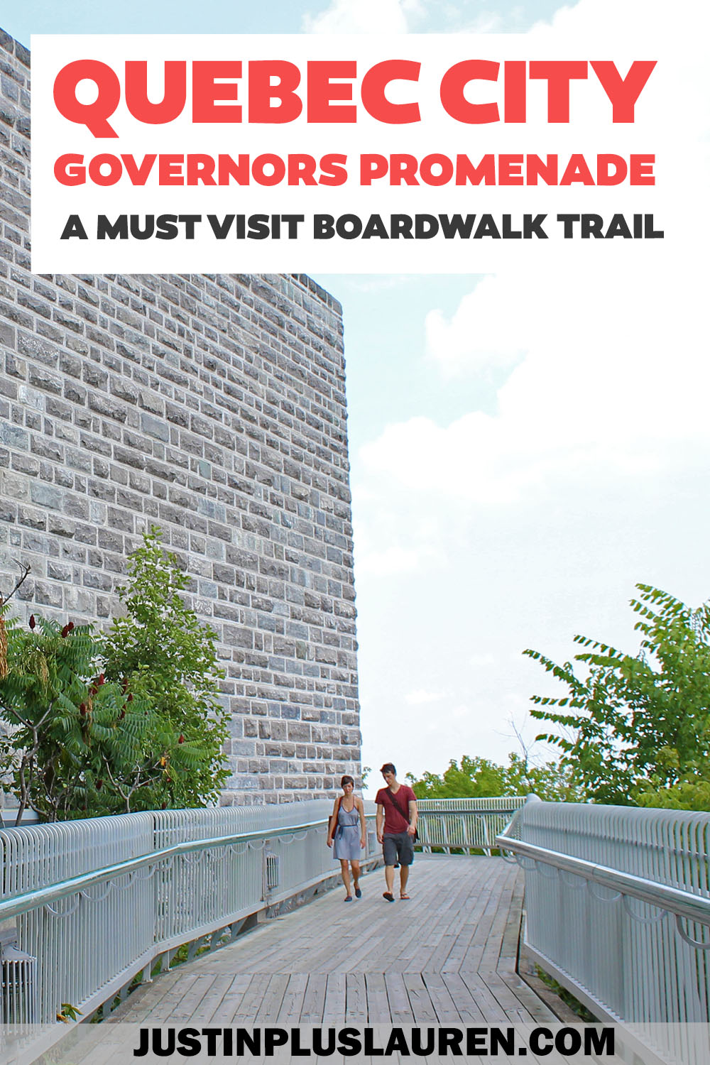 The Governors Promenade (Promenade des Gouverneurs) in Quebec City is a boardwalk along a cliff edge with a fantastic view of the river.