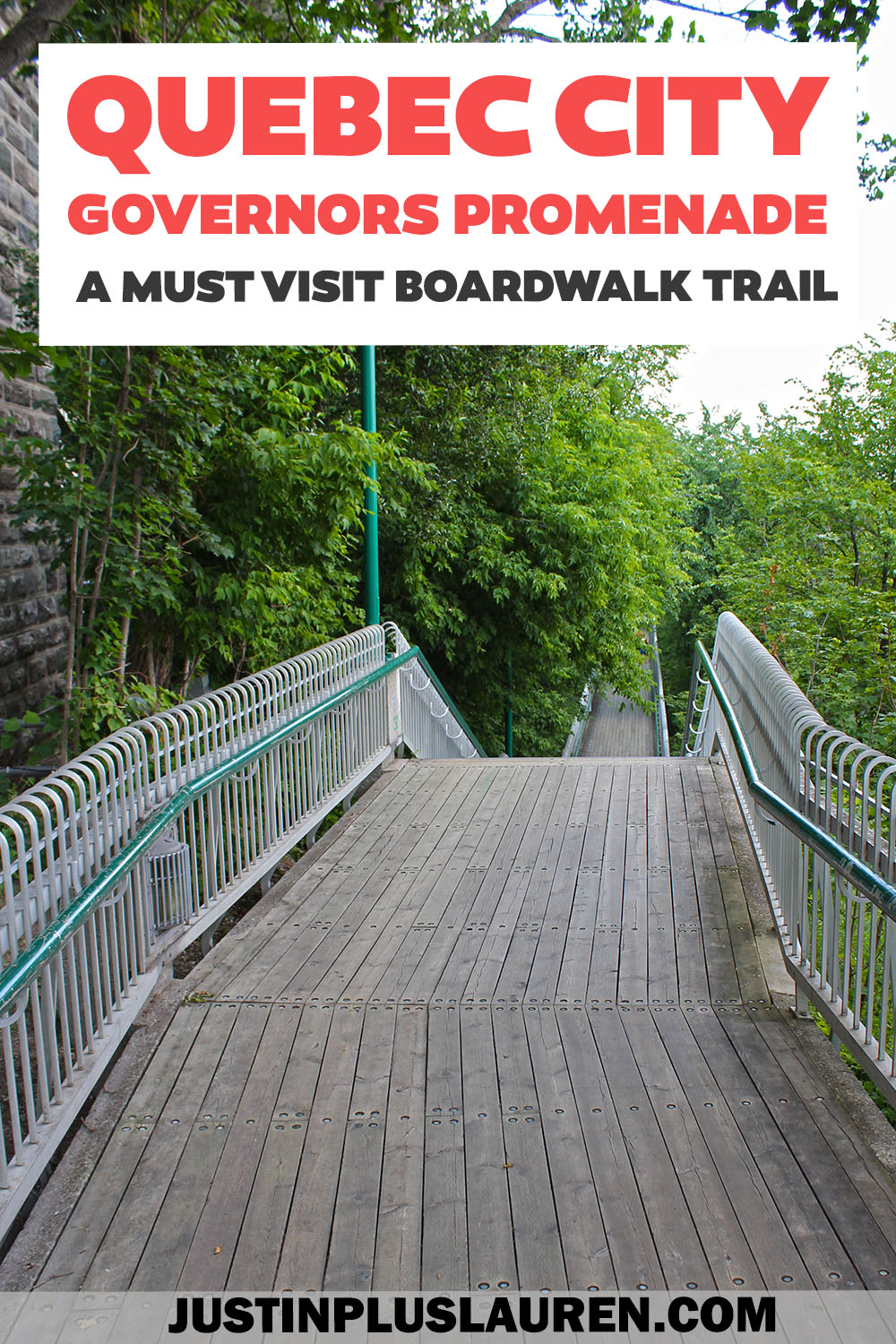 The Governors Promenade (Promenade des Gouverneurs) in Quebec City is a boardwalk along a cliff edge with a fantastic view of the river.