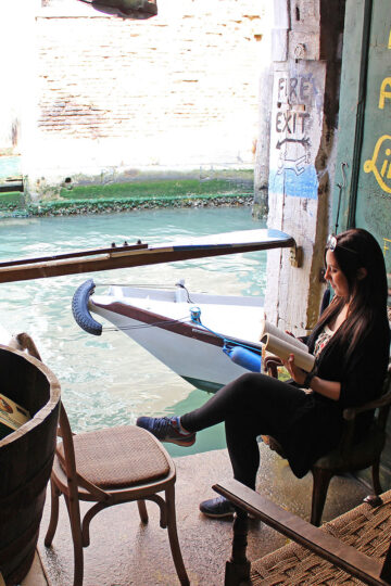 Libreria Acqua Alta bookstore in Venice, Italy