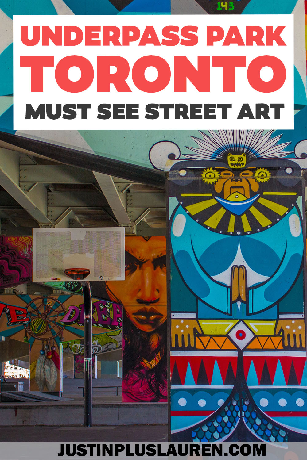 Underpass Park in Toronto transforms neglected waterfront space with street art. This unconventional park is quite an interesting find.