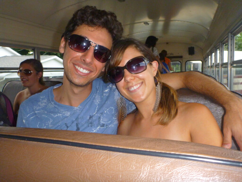 Justin and Lauren on the school bus