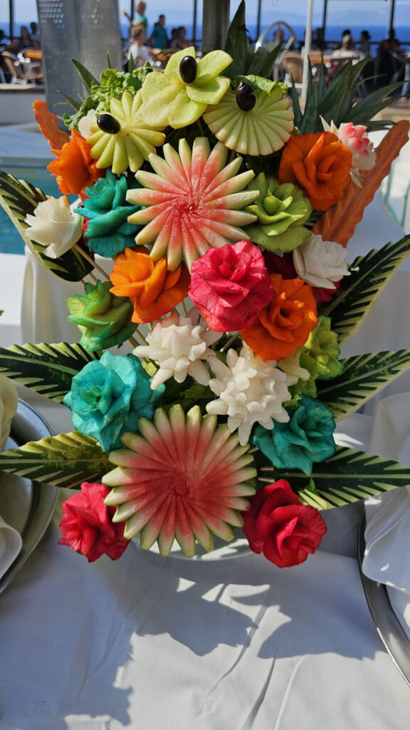 Carved fruit on Celestyal Cruises