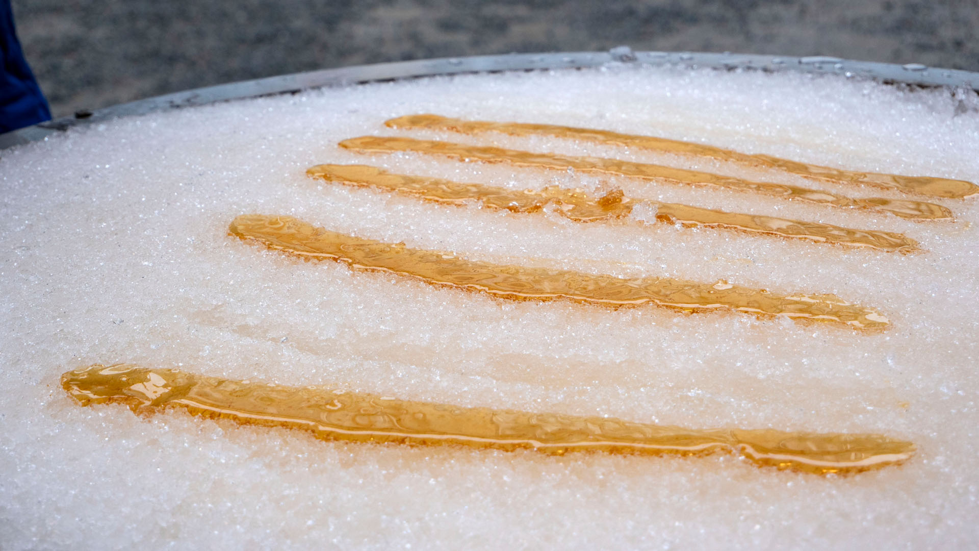 2019-MontTremblant022 Maple syrup at Tremblant - Rolling maple taffy in the snow - Canadian tradition