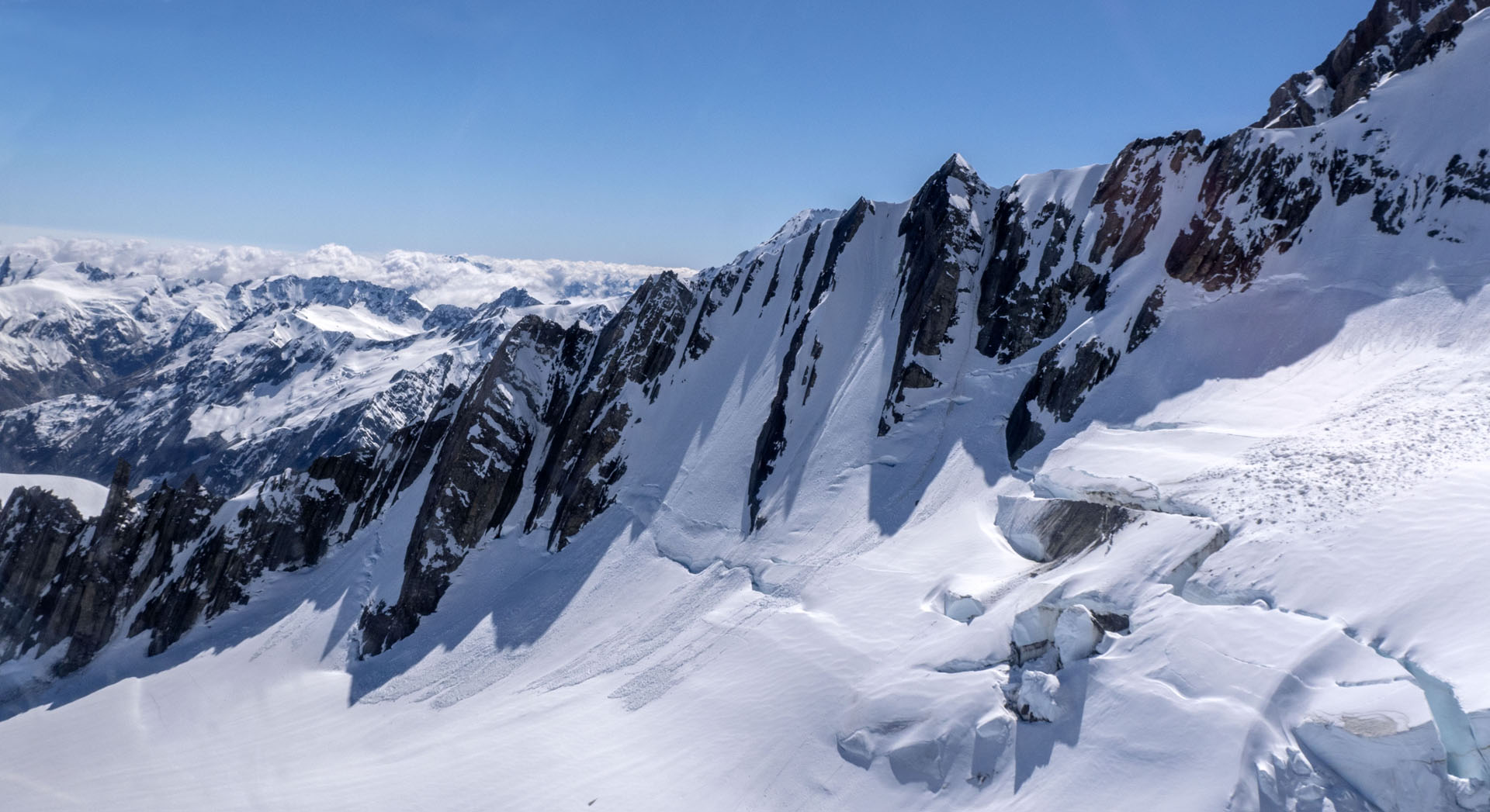 Helicopter tour landing on a glacier in New Zealand