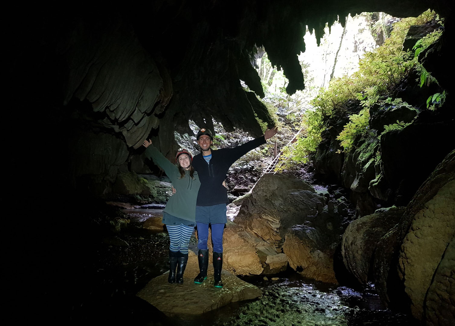 Lauren and Justin at the Glowworm Caves in New Zealand