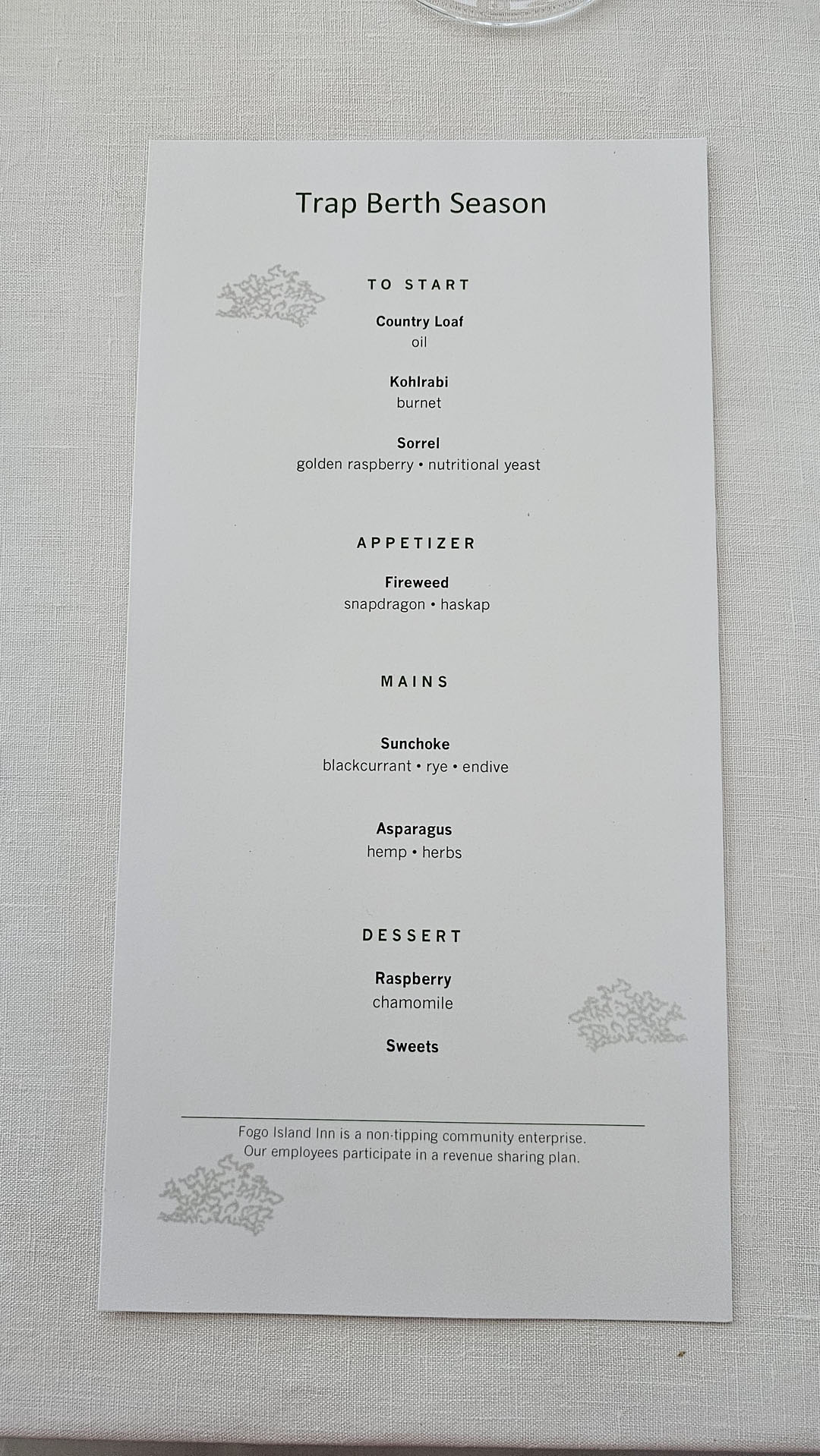 2024-FogoIsland129 Vegan Menu at Fogo Island Inn