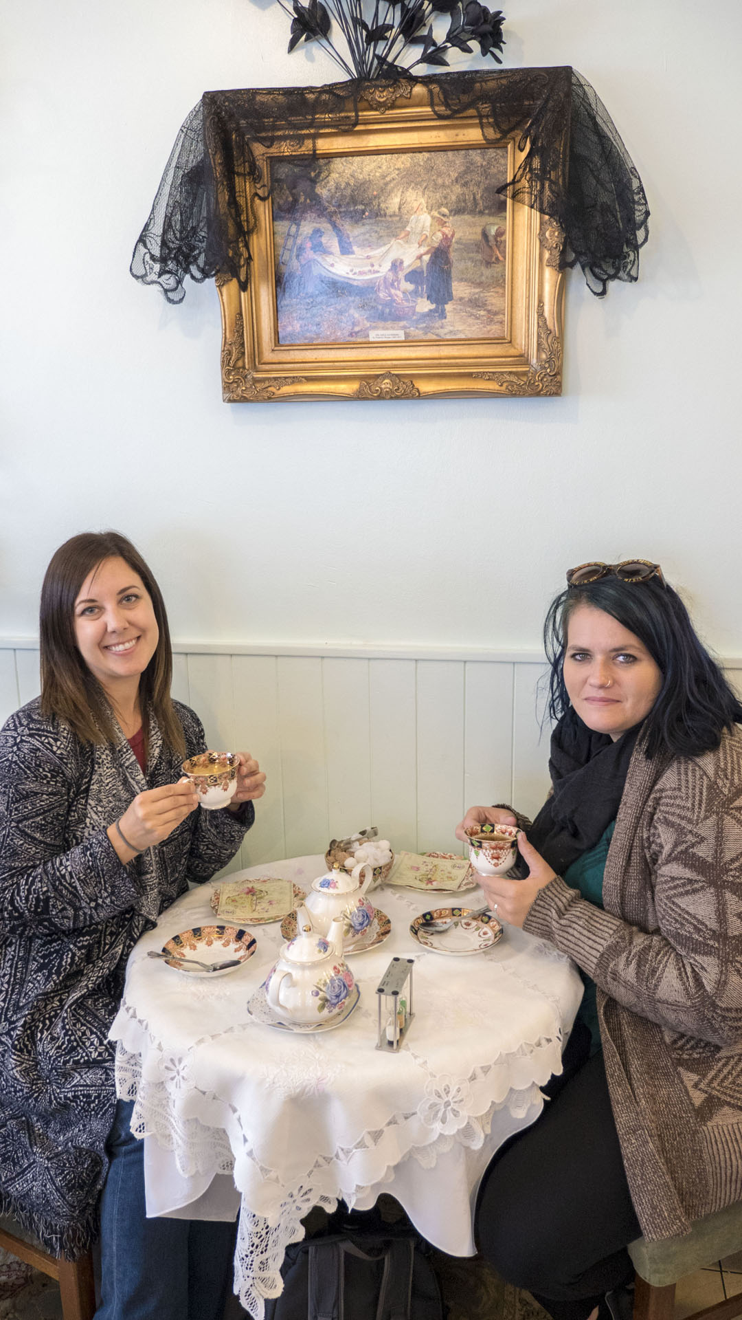 Lauren and Ashley enjoying tea in Galway