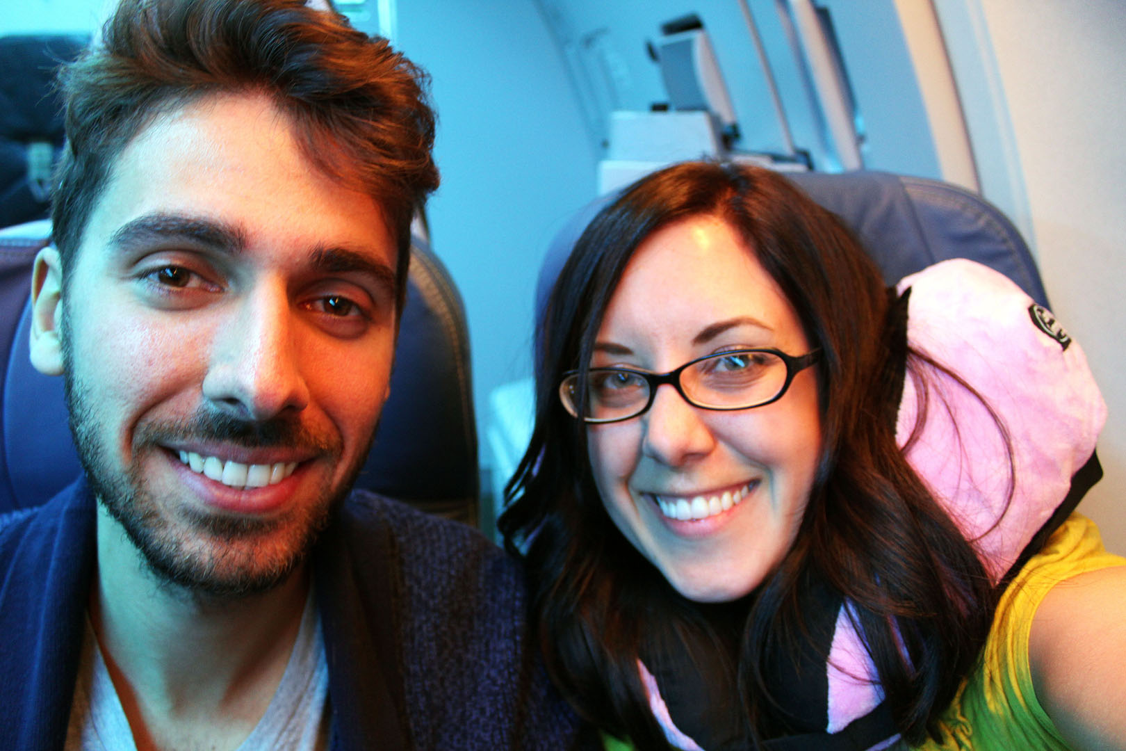 Justin and Lauren on the plane