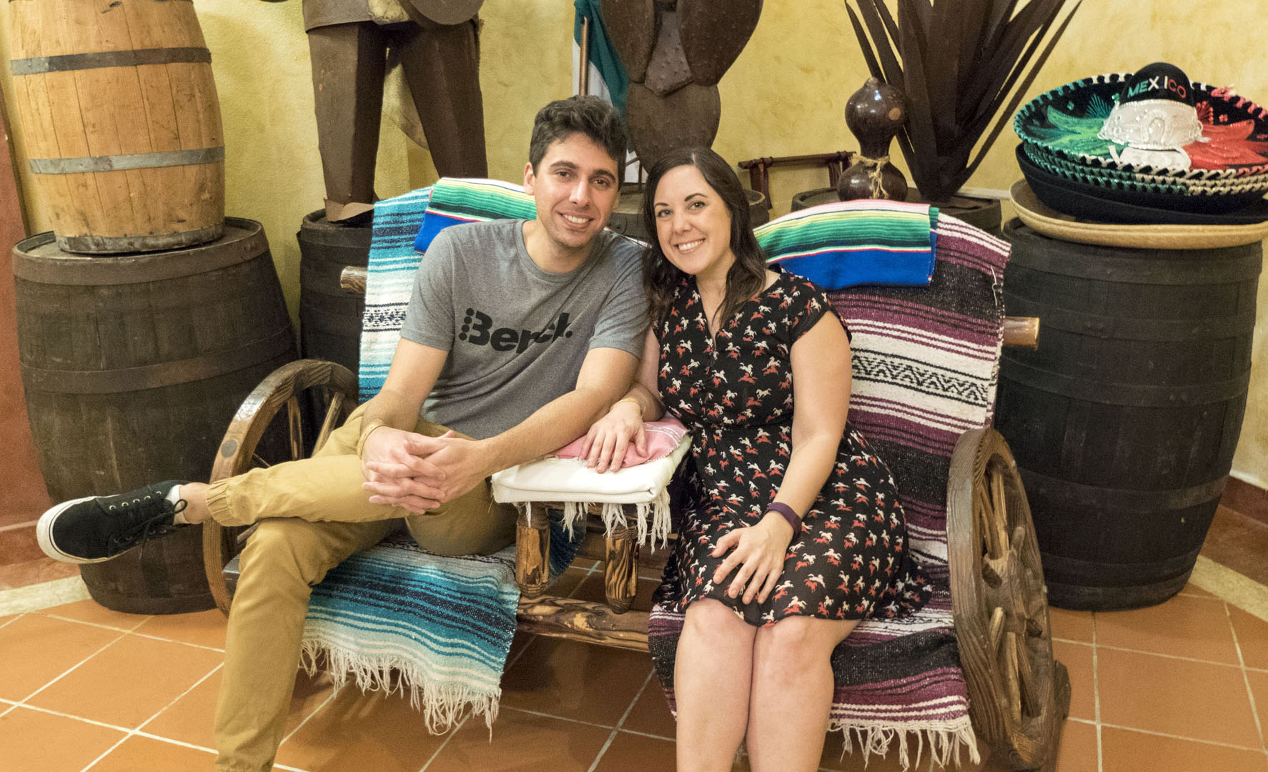 Lauren and Justin at a restaurant in Grand Palladium Mexico