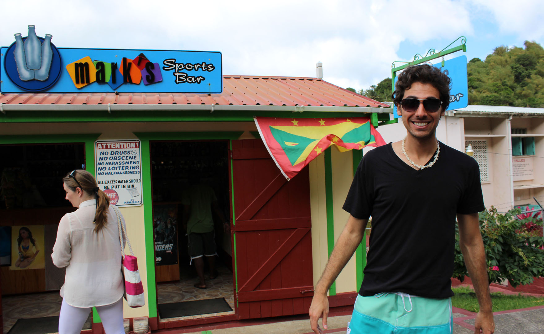 Justin at Mark's Sports Bar, Grenada