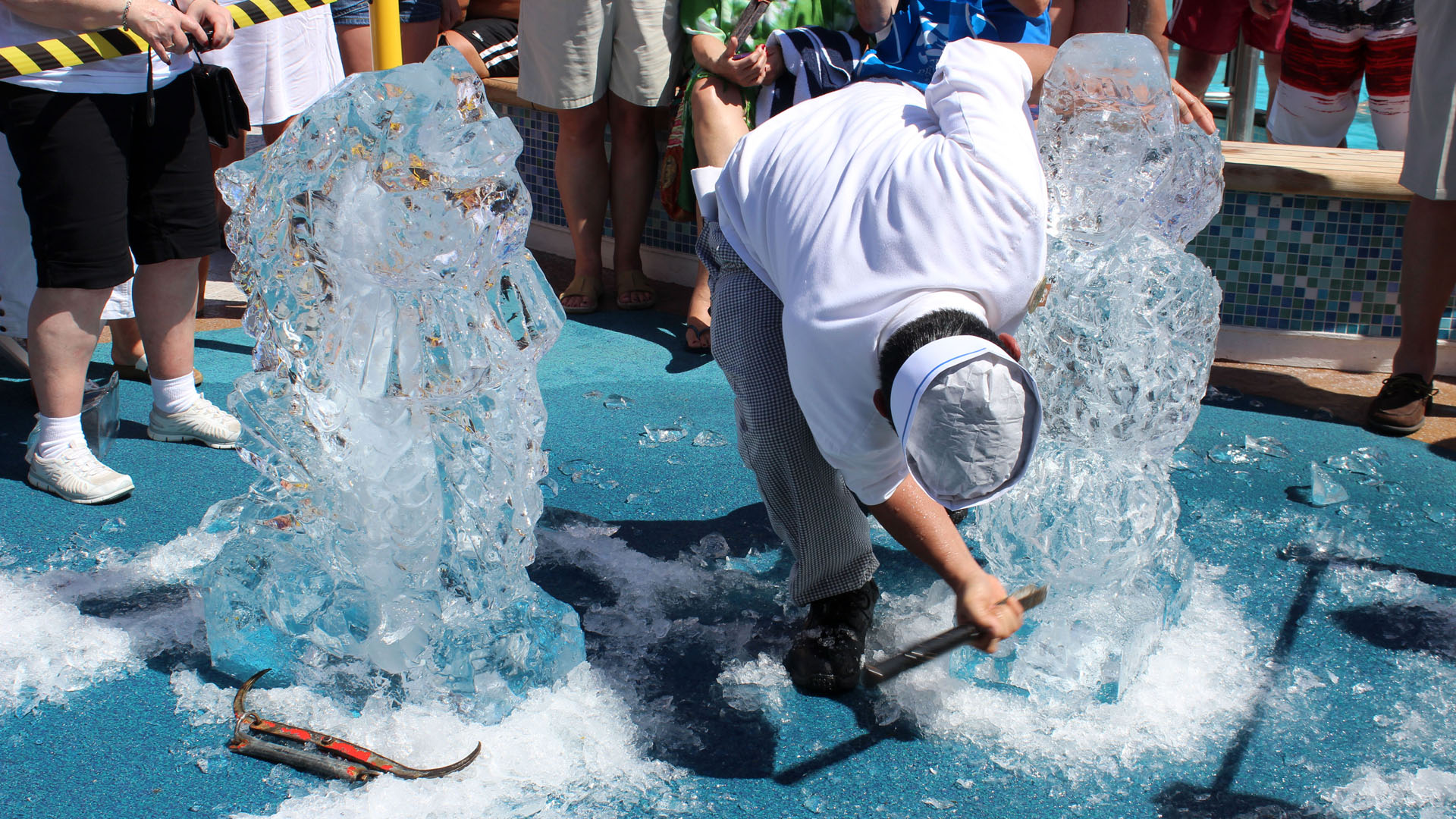 Ice sculptures being made on Caribbean Princess