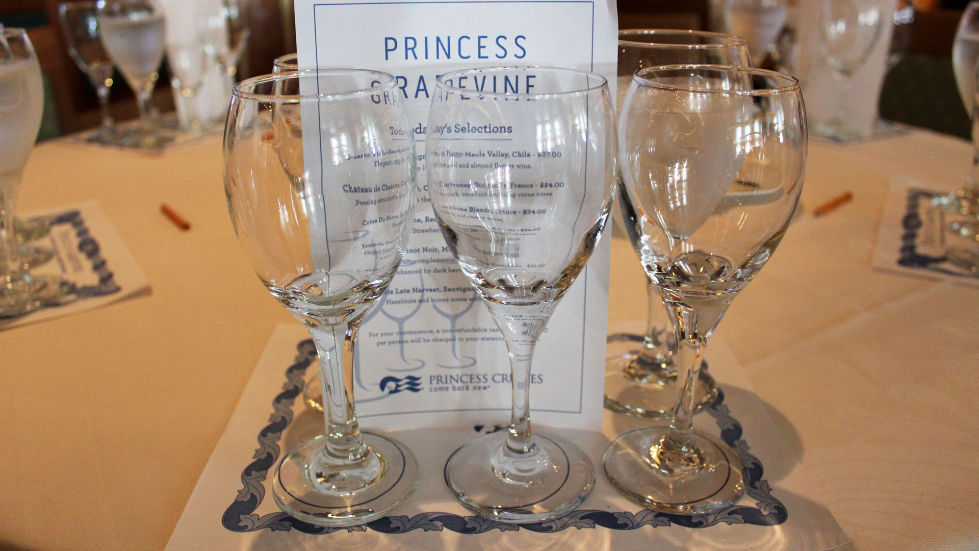 Wine tasting in the main dining room