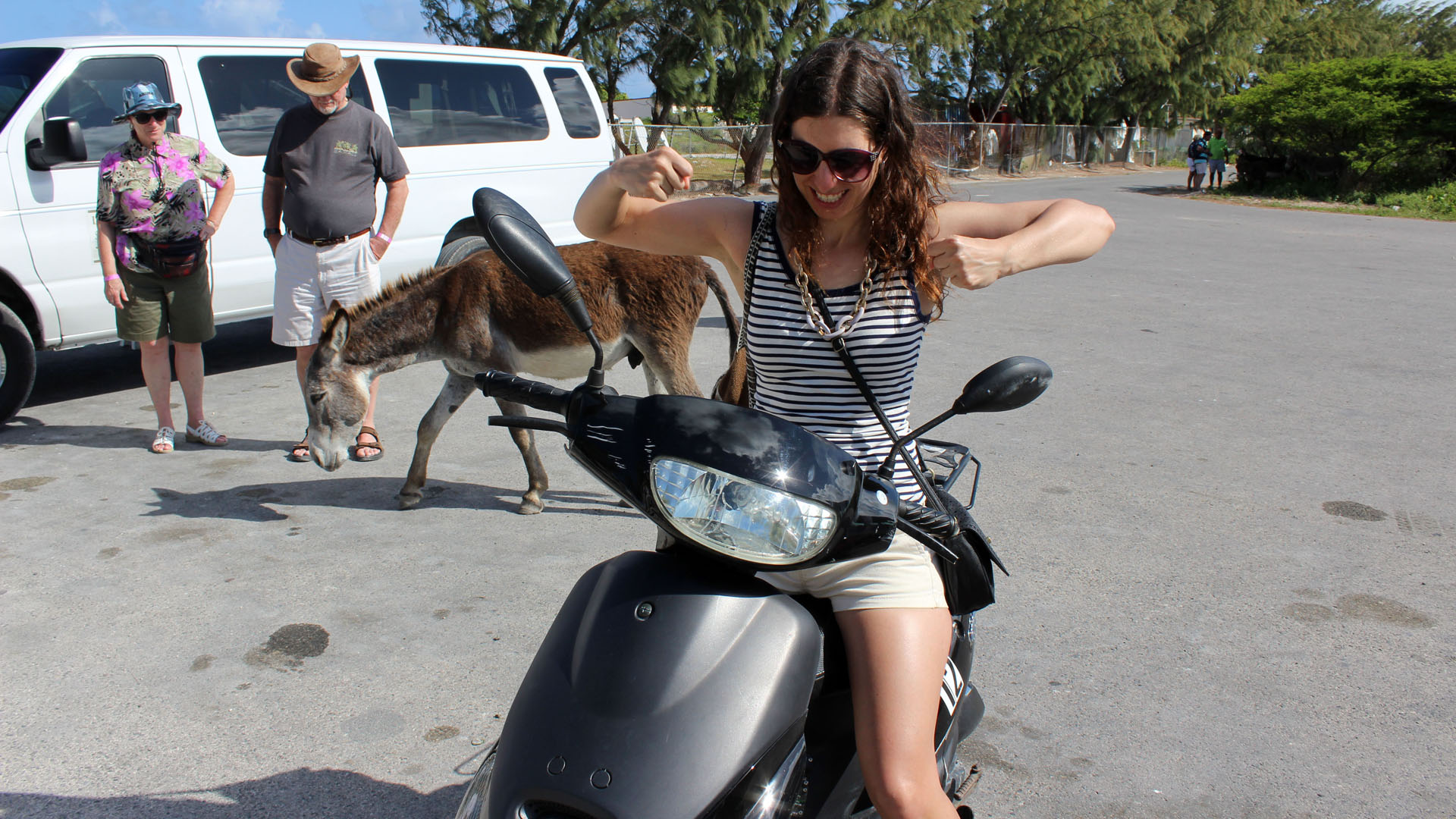 Robyn on the scooter in Grand Turk