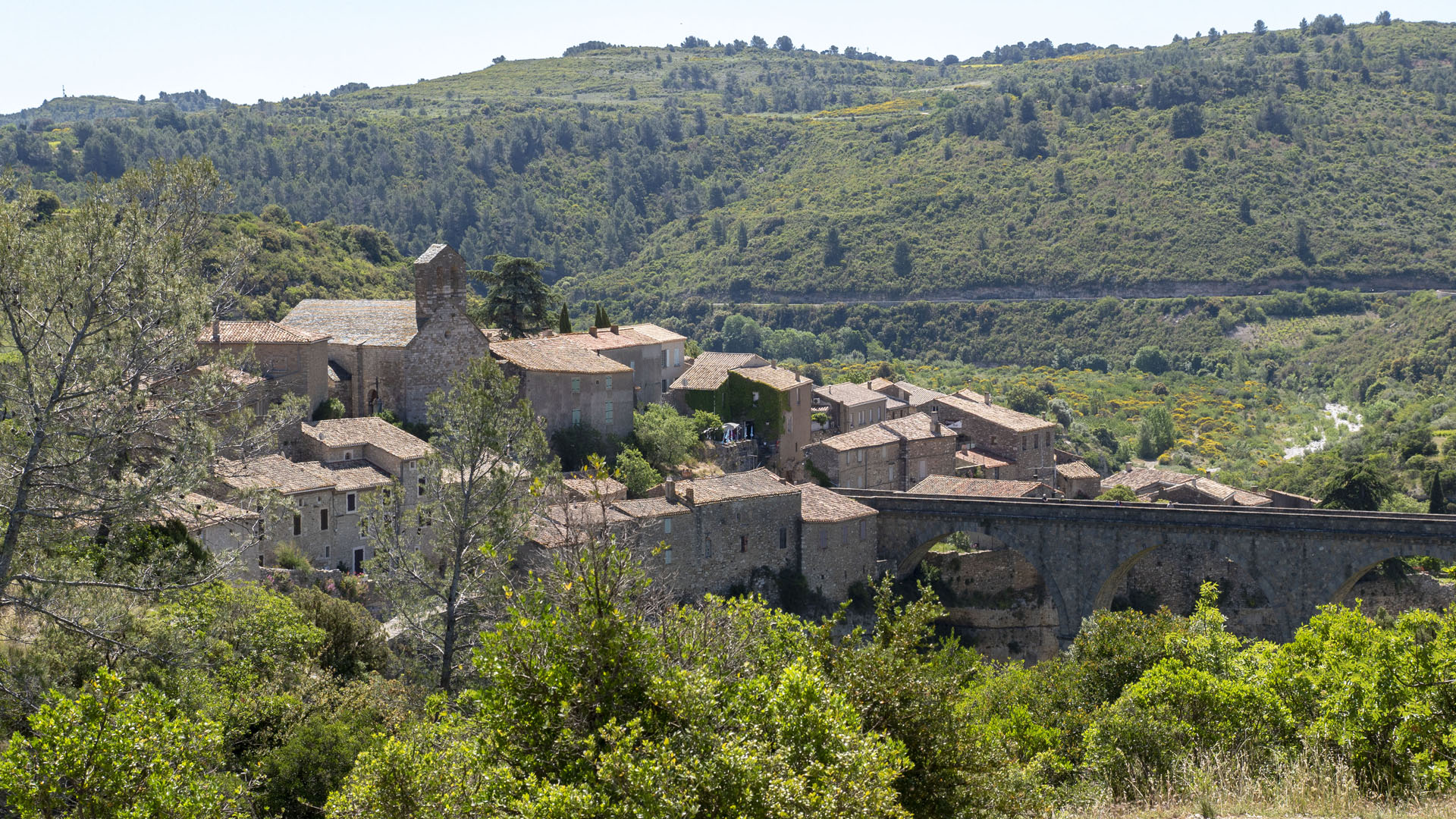 The medieval village of Minerve in southern France