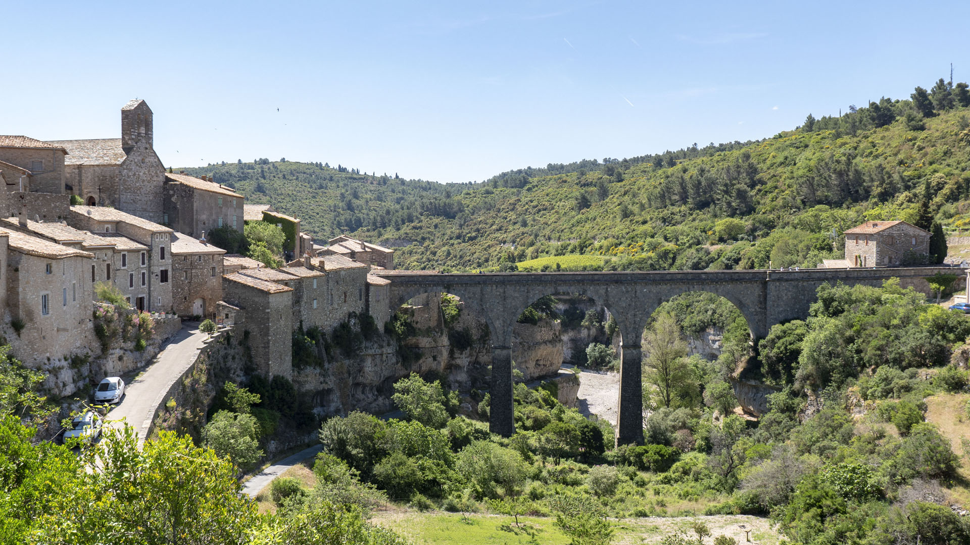 The bridge leading to Minerve in southern France