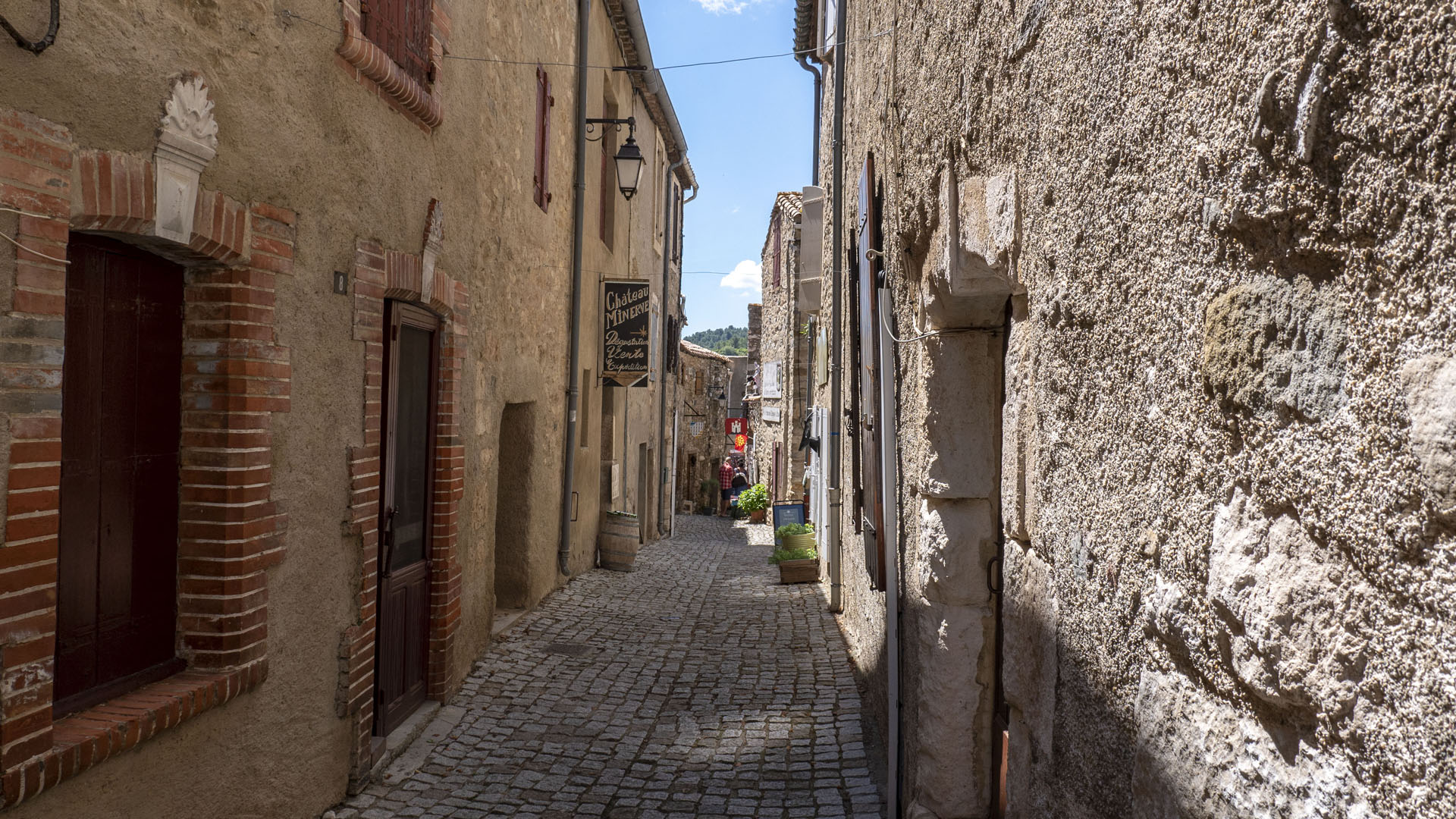 The narrow cobblestone streets of medieval Minerve France