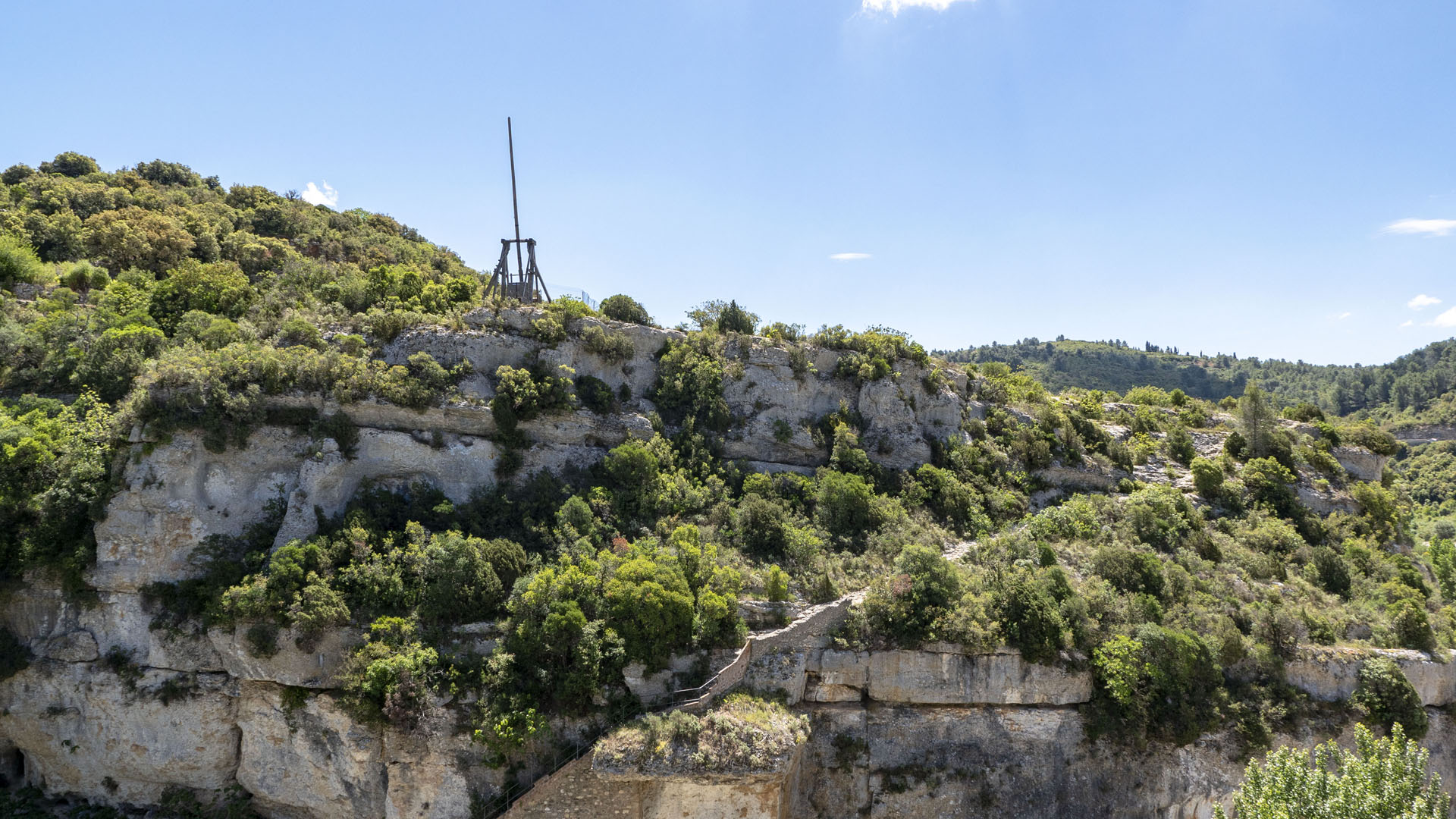 Catapult replica in Minerve, South of France