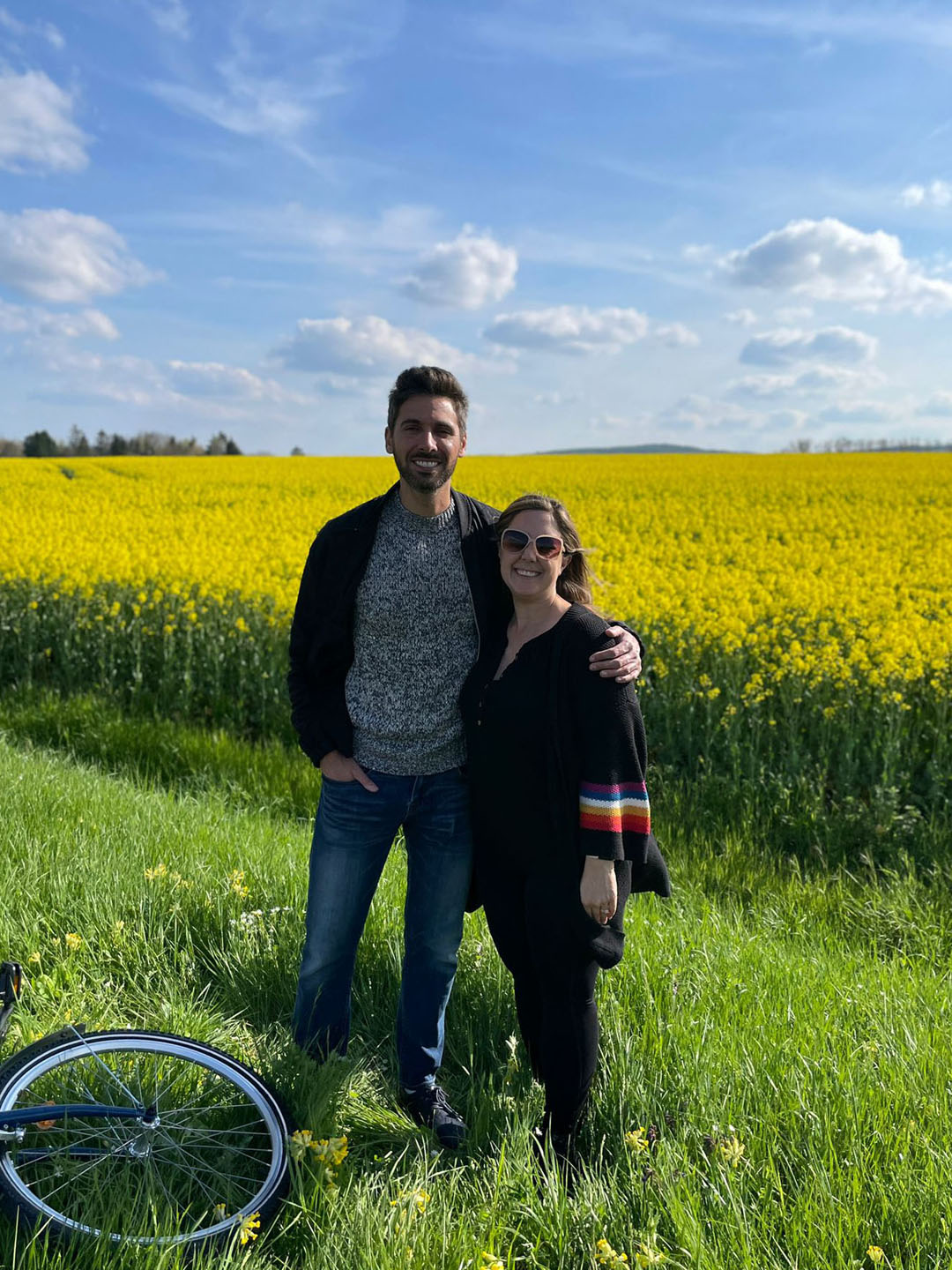 Justin and Lauren at the canola fields in Burgundy France