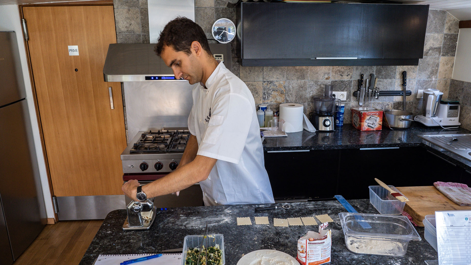 Chef making pasta in the kitchen