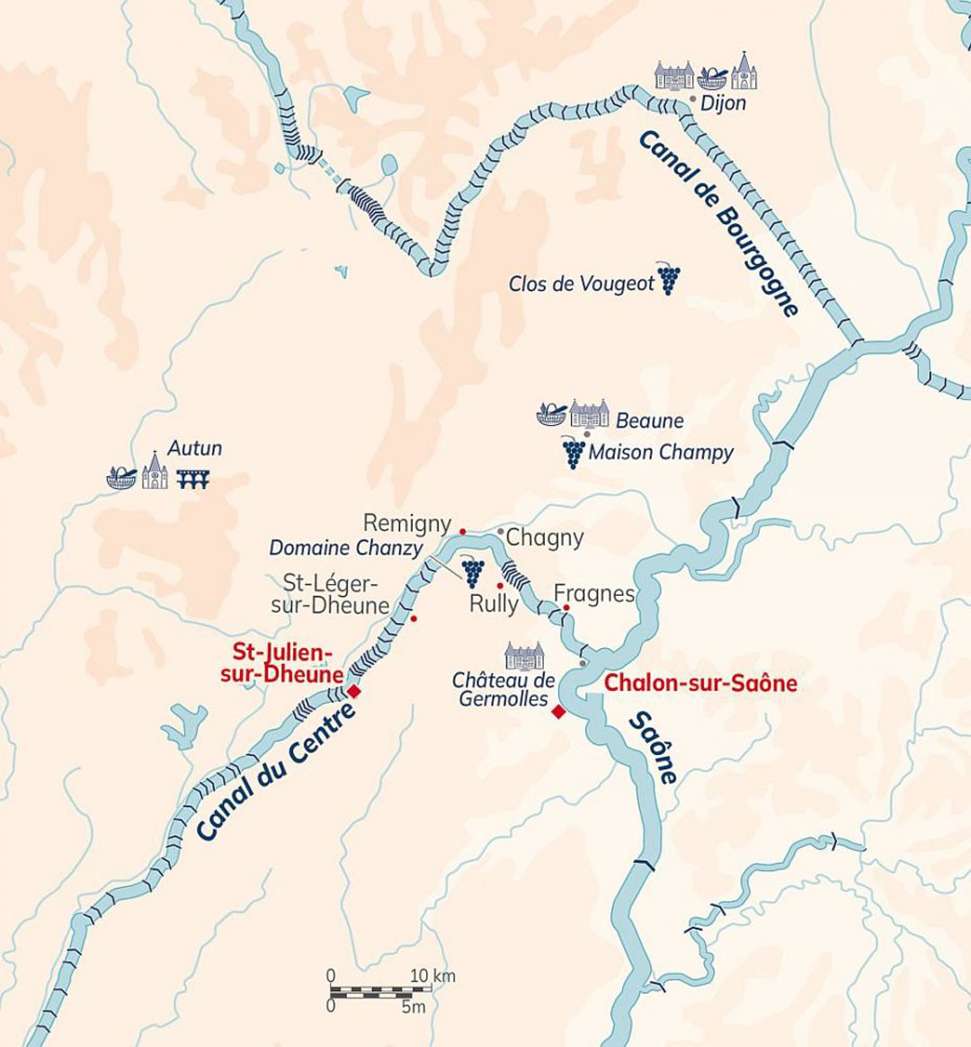 Southern Burgundy Barge Cruise Itinerary