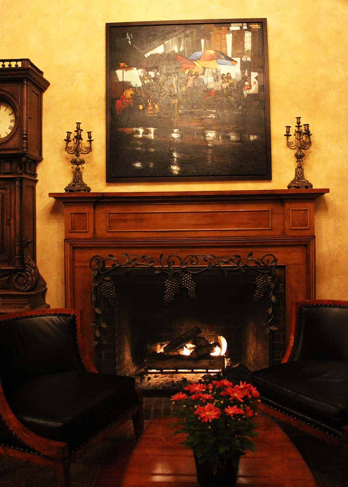 Fireplace in the lobby