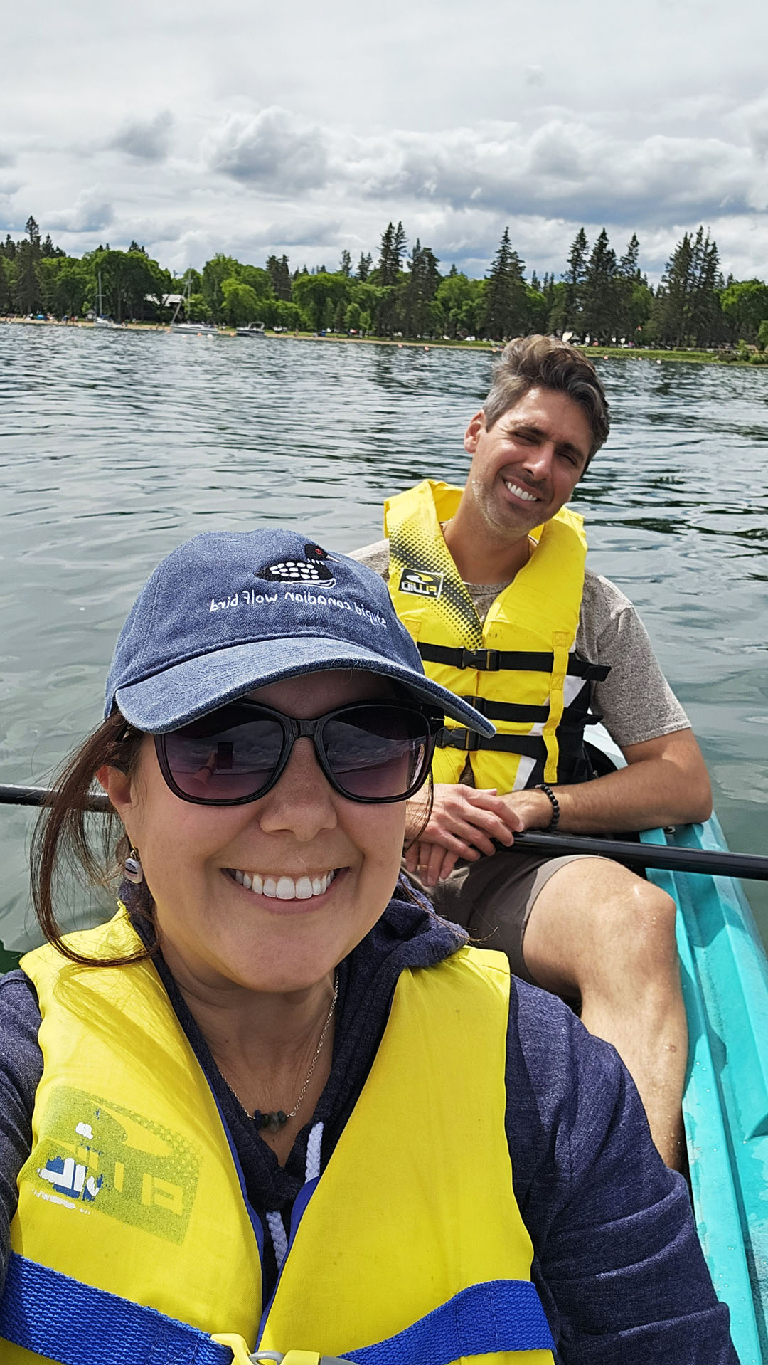 Lauren and Justin kayaking on Clear Lake